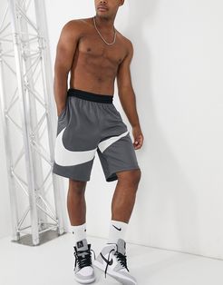 large swoosh logo shorts in gray