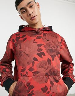 Spotlight all over floral print hoodie in red