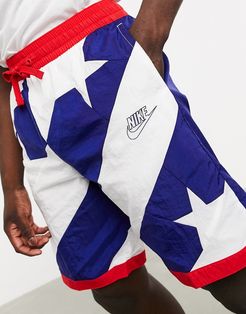 throwback shorts in stars and stripes print-Multi