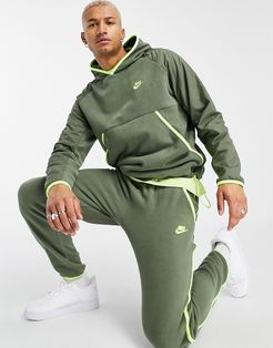 Club Essentials panelled hoodie in khaki-Green