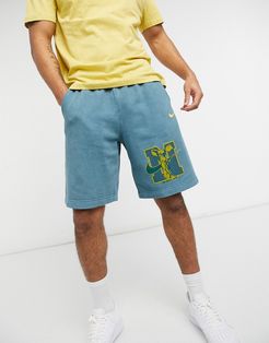 Club washed logo shorts in dusty blue