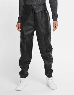 Nike Jordan CTR faux leather utility pants in black-Brown