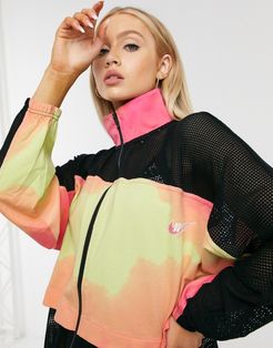 Mesh Watermelon track jacket in black and pink