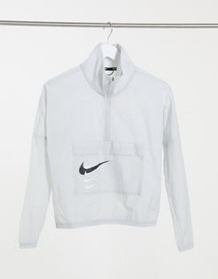 overhead jacket with swoosh logo in gray-Grey