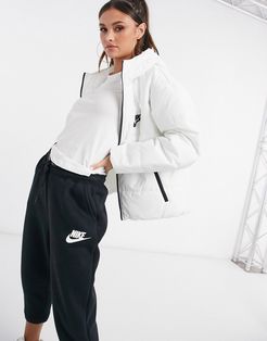 synthetic-fill hooded puffer jacket in white-Black