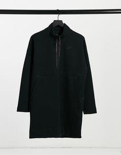Tech Fleece zip neck dress in black