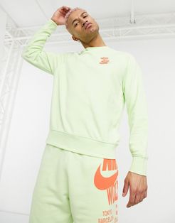 World Tour Pack graphic crew neck sweatshirt in lime-Green