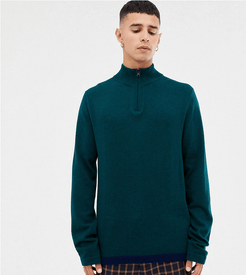 half-zip overhead sweater in teal-Blues