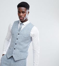 Skinny Suit vest In Harris Tweed-Blues