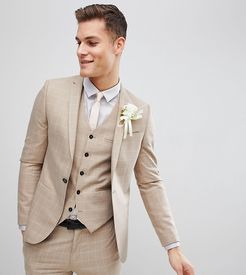 skinny wedding suit jacket in windowpane check-Neutral