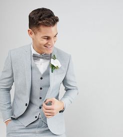 slim stretch wedding suit jacket in donegal-Blues