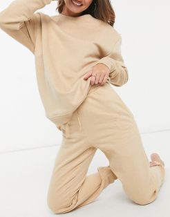 sustainable relaxed sweatpants with branding co-ord-Neutral