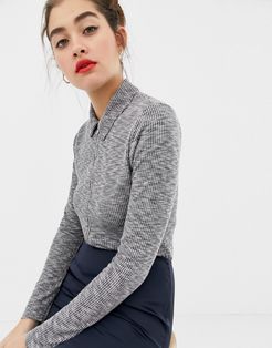 zip front body with collar-Grey