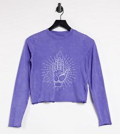 exclusive cropped T-shirt with lettuce hem in washed purple
