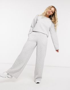 quilted wide-leg pants co-ord in gray-Grey