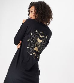 exclusive oversized mini t-shirt dress with cosmic motif in black