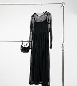 mesh maxi dress in black