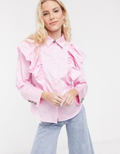 oakley ruffle shirt in soft pink