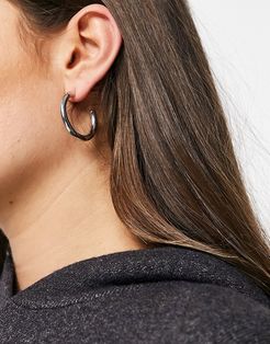 tube hoop earrings in silver