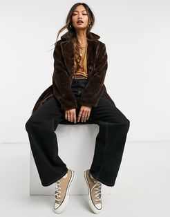 faux fur coat in brown