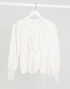 frill detail shirt in white