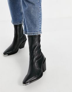 Ashen western ankle boots in black leather