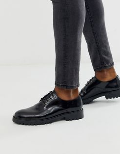 chunky lace up shoe in high shine black