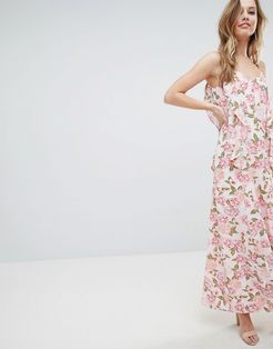 Cami Maxi Dress With Frill Detail-Multi