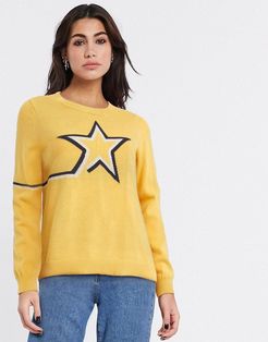 alma star print sweater in yellow