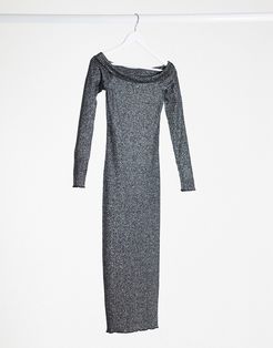 etta bardot knitted midi dress in black