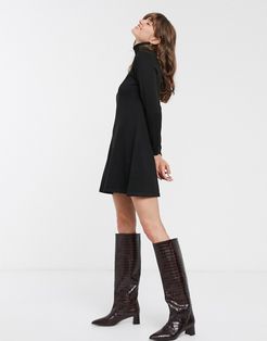 Julia long sleeve sweater dress-Black