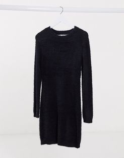 lua long sleeve sweater dress in black