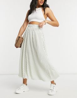 midi skirt in yellow stripe