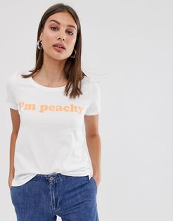 peachy slogan t-shirt-White