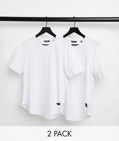 2 pack longline curved hem t-shirt in white