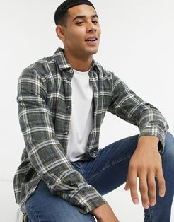 brushed check shirt in green