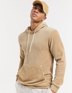 cord hoodie in beige