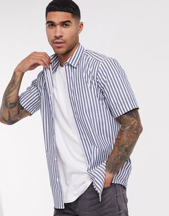 deck stripe shirt with short sleeve-Blues