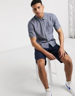 linen short sleeved shirt in blue-Blues