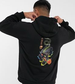 oversize hoodie with dragon back print in black Exclusive at ASOS