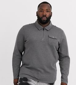 Plus quarter-zip pocket sweatshirt in gray-Navy