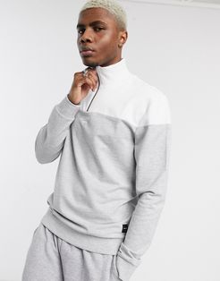 quarter zip overhead sweat in gray-Grey