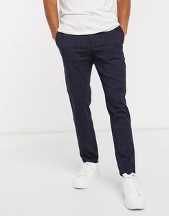 trouser with tapered fit drawstring waist navy check