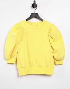sweatshirt with volume sleeves in yellow