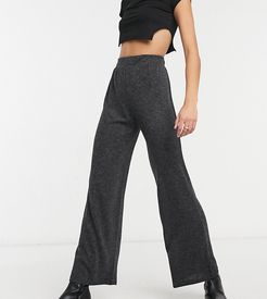 jersey wide leg pants in gray-Grey