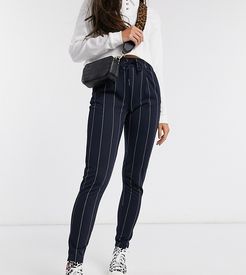 tailored cigarette pants in navy pinstripe