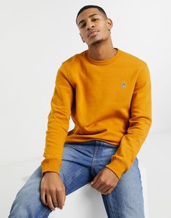 sweatshirt in mustard with small logo-Yellow