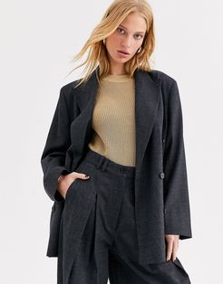 & Other Stories Capsule double breasted wool blazer in dark gray