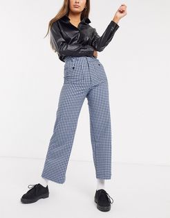 & Other Stories check wide leg tailored pants in blue-Blues