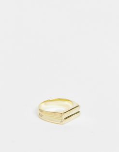 & Other Stories double layer signet ring in gold